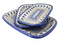 Polish Pottery Aztec Flower 3 Piece Rectangular Serving Set