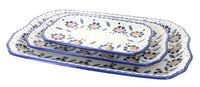 Polish Pottery Sunflower 3 Piece Rectangular Serving Dish Set
