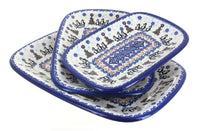 Polish Pottery Arctic Holidays 3 Piece Rectangular Serving Set