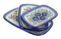 Polish Pottery Garden of Blue 3 Piece Rectangular Serving Set