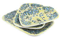 Polish Pottery Bluebird Garden 3 Piece Rectangular Serving Set