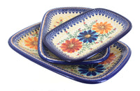 Polish Pottery Autumn Burst 3 Piece Rectangular Serving Set