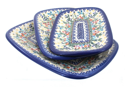 Polish Pottery Garden of Eden 3 Piece Rectangular Serving Set