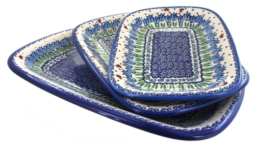 Polish Pottery Garden Tulip 3 Piece Rectangular Serving Set