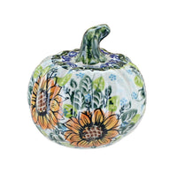 Polish Pottery Sunflower Splendor Pumpkin Figurine