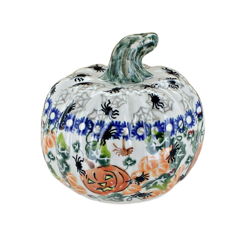 Polish Pottery Trick or Treat Pumpkin Figurine