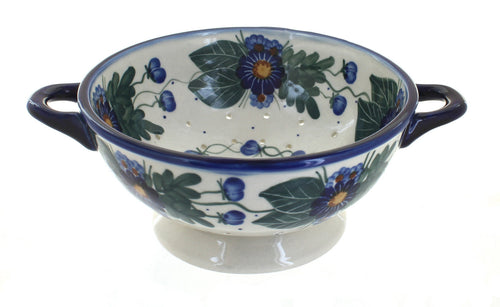Polish Pottery Forget Me Not Colander