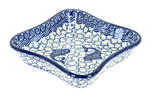 Polish Pottery Mosaic Beach Small Square Dish