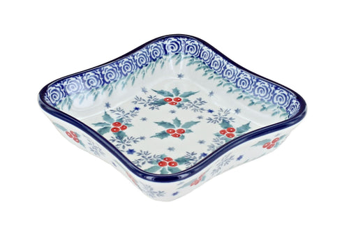 Polish Pottery December Joy Small Square Dish