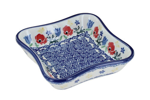Polish Pottery Memory Garden Small Square Dish