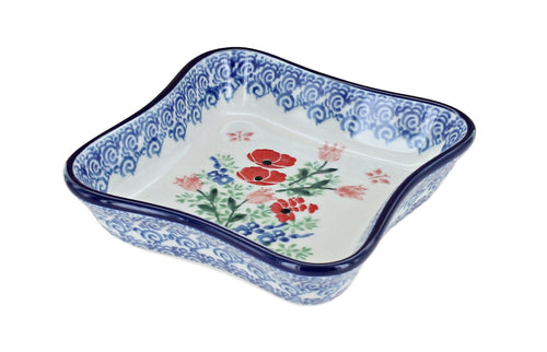 Polish Pottery Dreaming of Poppies Small Square Dish