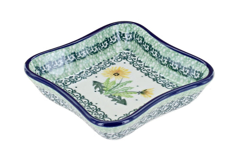 Polish Pottery Dandelion Small Square Dish