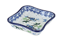 Polish Pottery Mockingbird Small Square Dish