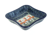 Polish Pottery Peach Posy Small Square Dish