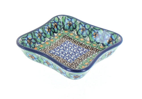 Polish Pottery Mardi Gras Small Square Dish