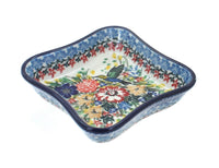 Polish Pottery Hummingbird Small Square Dish