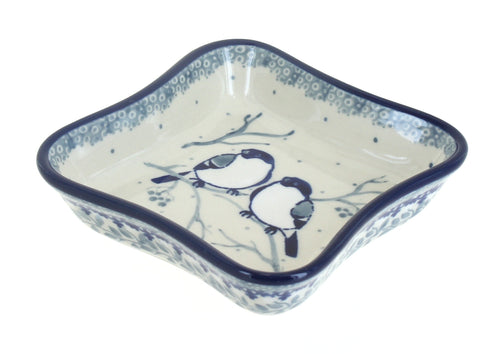 Polish Pottery Bluebird Small Square Dish