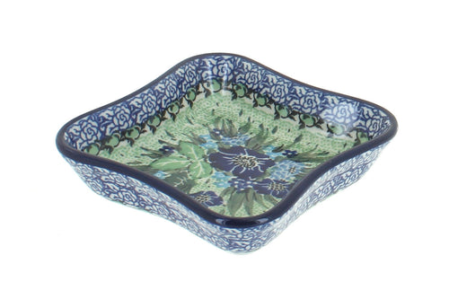 Polish Pottery Sapphire Fields Small Square Dish