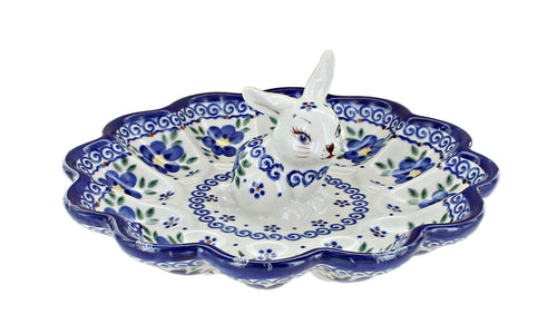 Polish Pottery Spring Blossom Bunny Egg Plate