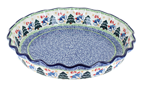 Polish Pottery Winter Bells Pie Plate