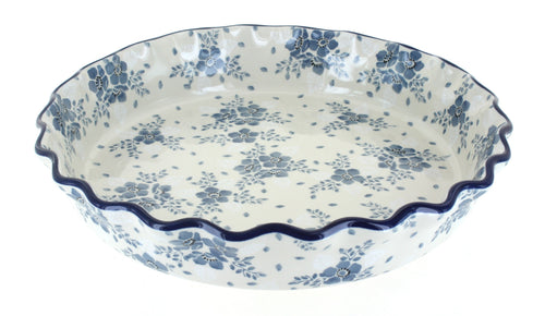 Polish Pottery Blue Fleur Pie Plate
