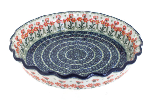 Polish Pottery Peach Posy Pie Plate