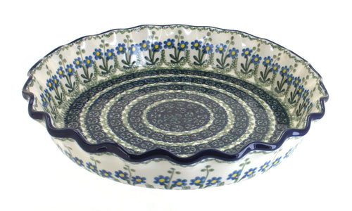 Polish Pottery Blue Posy Pie Plate