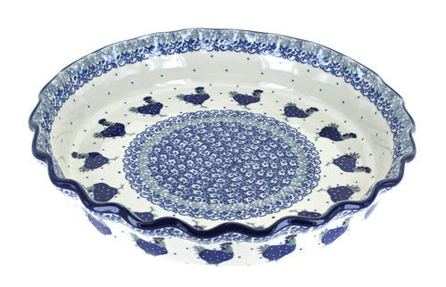Polish Pottery Barnyard Rooster Pie Plate