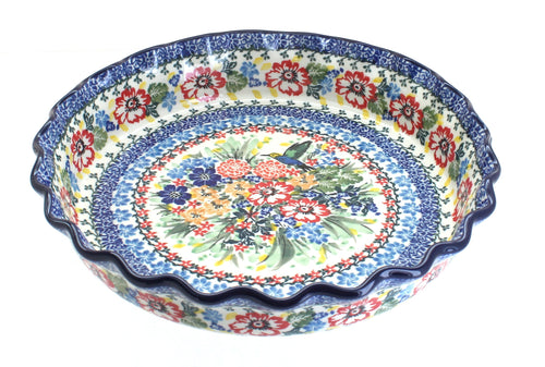 Polish Pottery Hummingbird Pie Plate