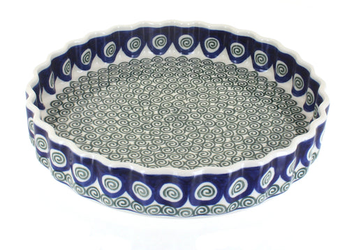 Polish Pottery Peacock Swirl Torte Plate