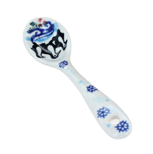 Polish Pottery Arctic Holidays Sugar Spoon