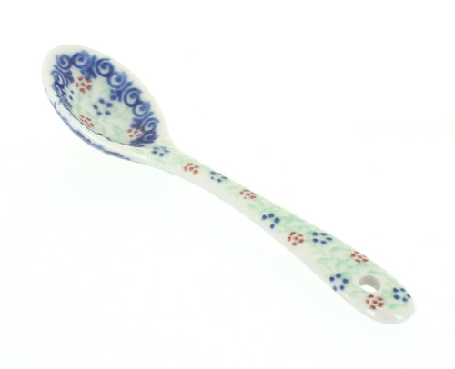 Polish Pottery Poinsettia Sugar Spoon