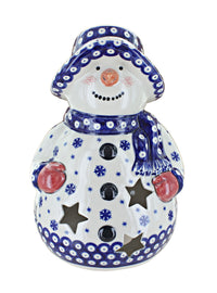 Polish Pottery Snowflake Snowman Luminary