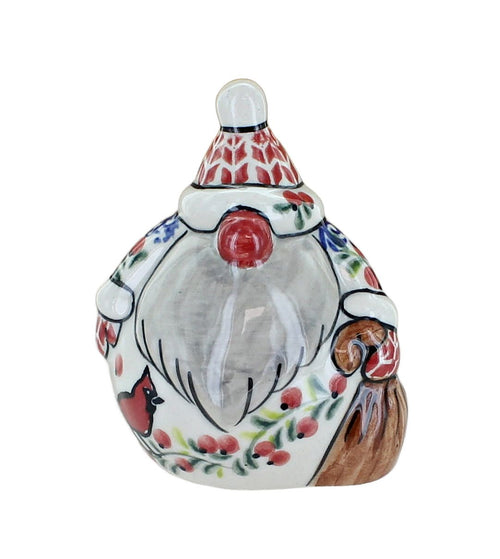 Polish Pottery Cardinal Holly Small Santa Figurine