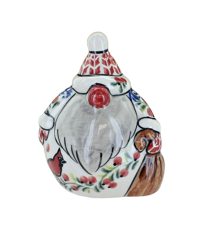 Polish Pottery Cardinal Holly Small Santa Figurine