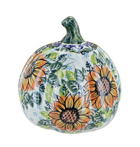 Sunflower Splendor Pumpkin Luminary Polish Pottery