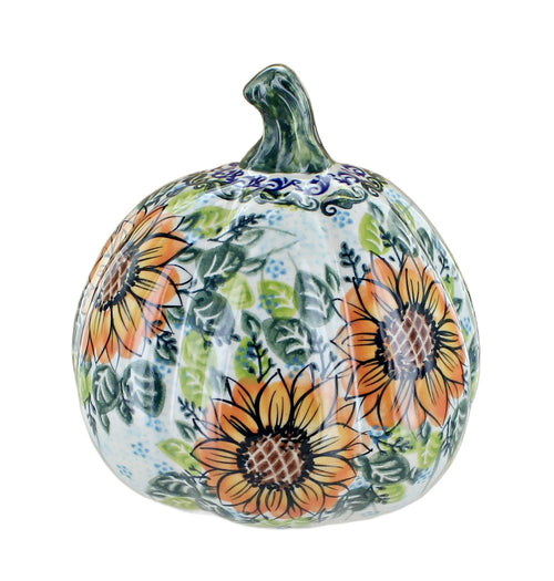 Sunflower Splendor Pumpkin Luminary Polish Pottery