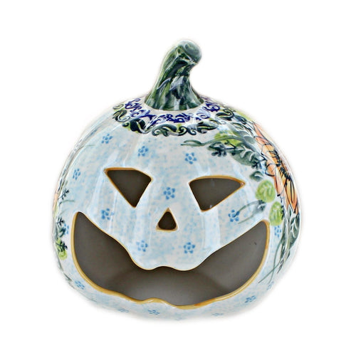 Polish Pottery Sunflower Splendor Pumpkin Luminary