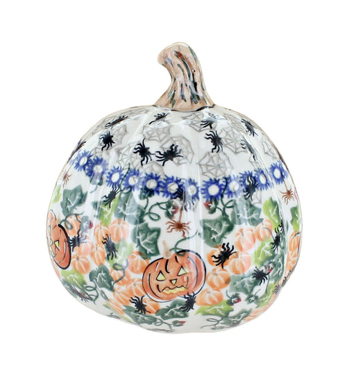 Spider Web Mystery Pumpkin Luminary Polish Pottery