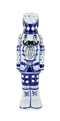 Polish Pottery Winter White Small Nutcracker Figurine