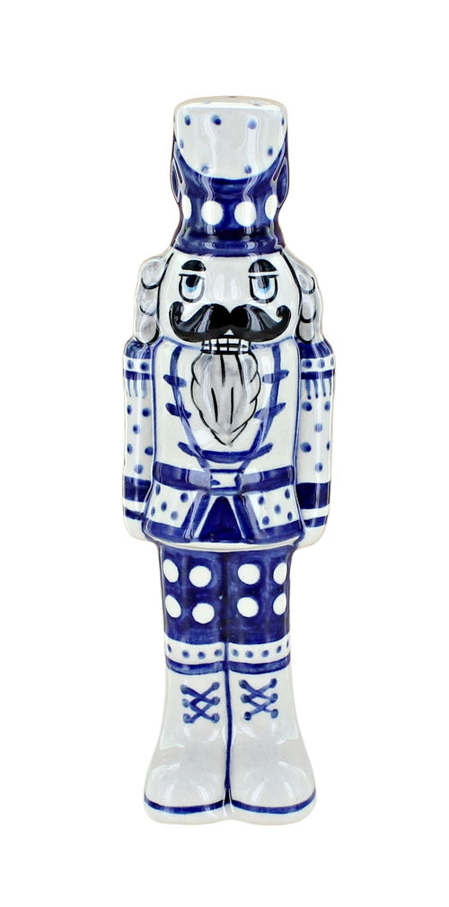 Polish Pottery Winter White Small Nutcracker Figurine