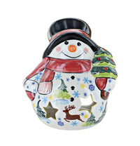 Polish Pottery Santa's Helper Small Snowman Luminary