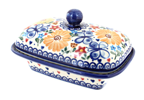 Polish Pottery Butterfly Butter Tub