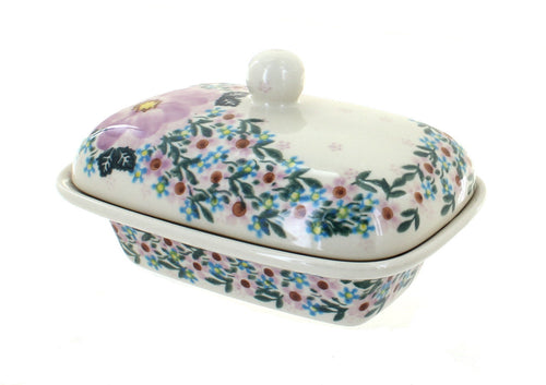 Polish Pottery Lilac Garden Butter Tub