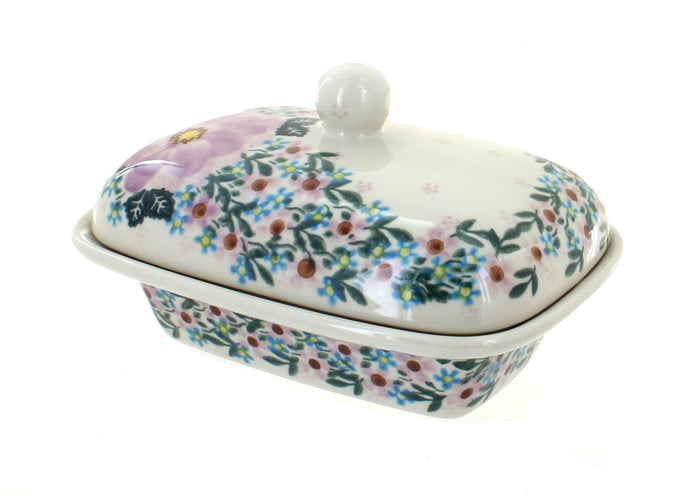 Polish Pottery Lilac Garden Butter Tub