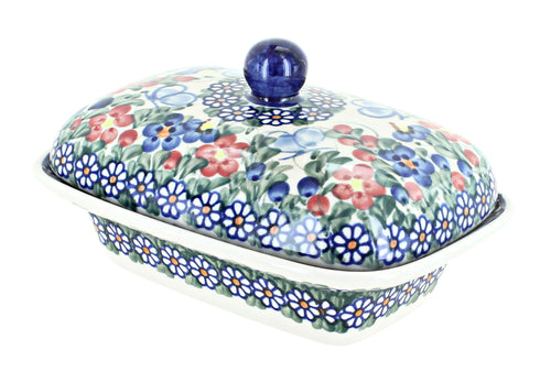 Polish Pottery Garden Butterfly Butter Tub