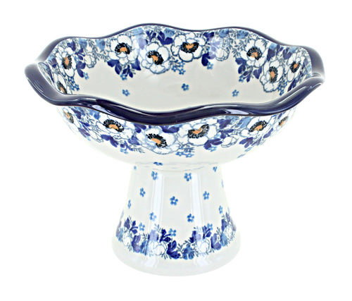 Polish Pottery Georgia Blue Small Pedestal Dish