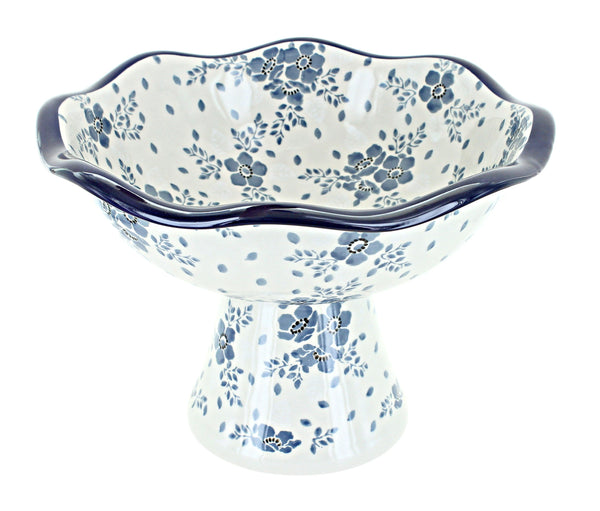 Blue Fleur Small Pedestal Dish