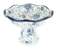Polish Pottery Blue Fleur Small Pedestal Dish
