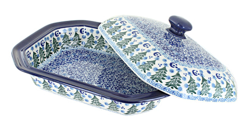 Evergreen Magic Medium Covered Baker Polish Pottery